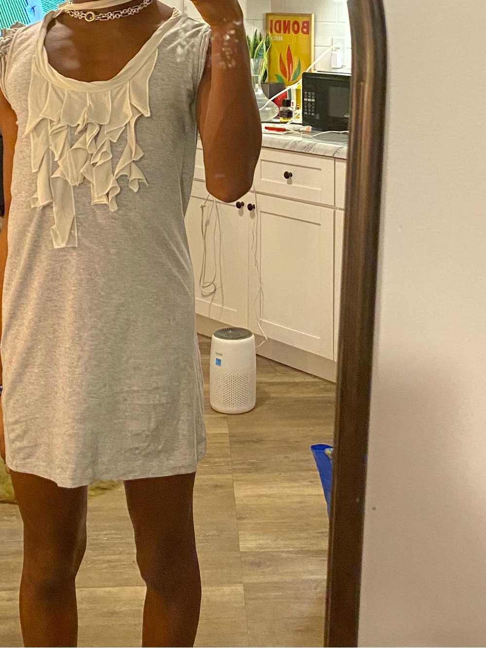 Miu Miu Light Gray Mini Dress w Ruffles